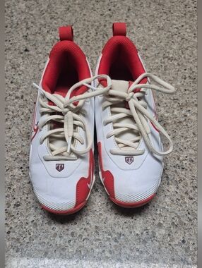 ​Nike Alpha Huarache 4 1Y Kids Baseball Softball Cleats Red White FB-9731-104